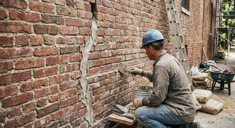 Brick Wall Repair in Buda, TX
