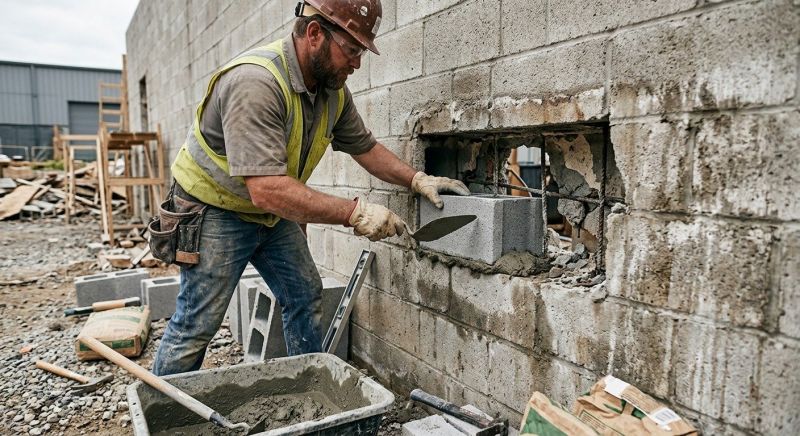 Cinder Block Wall Repair in Leander, TX