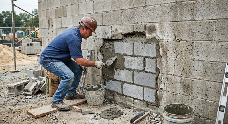 Cinder Block Wall Repair in Leander, TX