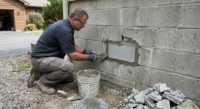Cinder Block Wall Repair in Manor, TX